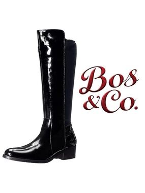 Bos & Co. Blyth knee-high boots in black patent leather size 39 8 8.5